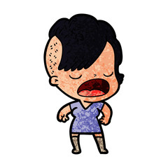 cartoon cool hipster girl talking