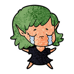 cartoon crying elf girl