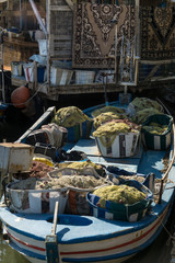 Fototapeta na wymiar Fishing net on boat