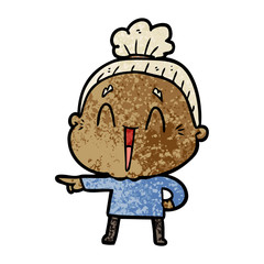cartoon happy old lady