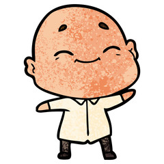 happy cartoon bald man