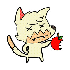 cartoon dead fox with apple
