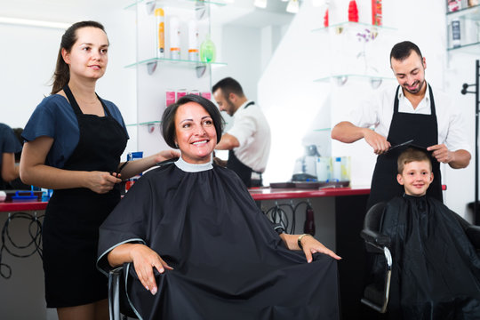 woman getting haircut