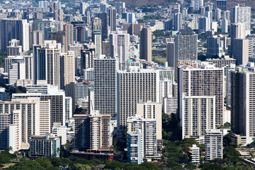 Elevated view of hotels and condos in Waikiki