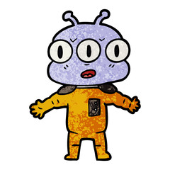Obraz premium cartoon three eyed alien