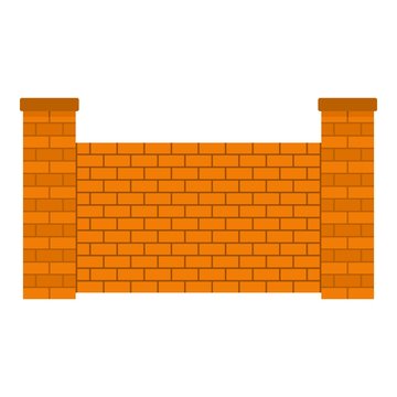 Fence of brick icon. Flat illustration of fence of brick vector icon for web.