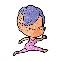 cartoon annoyed hipster girl