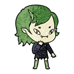 cartoon friendly vampire girl considering
