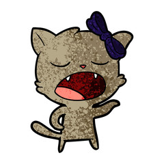cartoon yawning cat