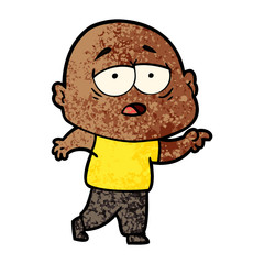 cartoon tired bald man