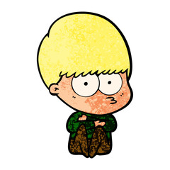 Obraz premium nervous cartoon boy