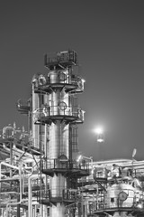 Refinery Distillation Tower At Night