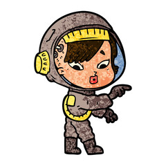 cartoon astronaut woman