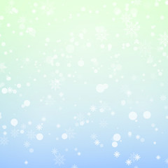 Christmas background with falling snowflakes on blue. Vector