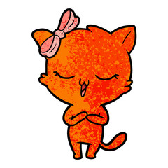 cartoon cat with bow on head