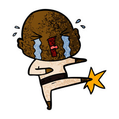 cartoon crying bald man