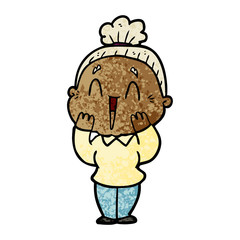 cartoon happy old lady