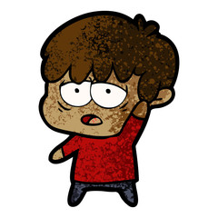cartoon exhausted boy