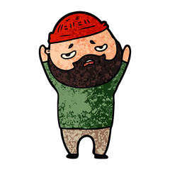 cartoon worried man with beard