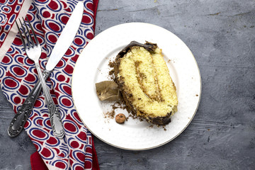 homemade arabic chocolate swiss roll for holiday