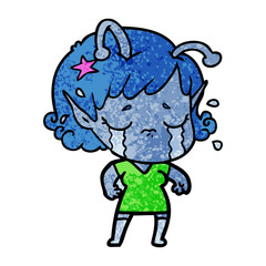 cartoon crying alien girl