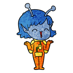 cartoon alien girl laughing