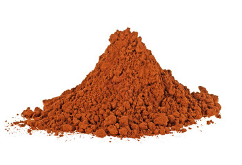 Pile of cocoa powder isolated on a white background