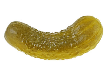 Pickled green cucumber isolated on white background