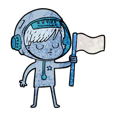 cartoon astronaut woman
