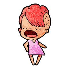 cartoon cool hipster girl talking