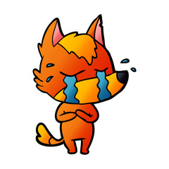 sad little fox cartoon character