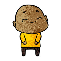 happy cartoon bald man