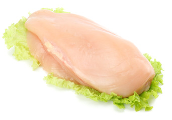 Raw chicken fillet isolated on white background