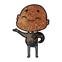 happy cartoon bald man