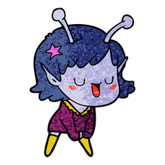 happy alien girl cartoon