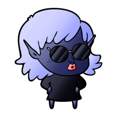 Fototapeta premium pretty cartoon elf girl with sunglasses