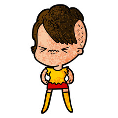 cartoon annoyed hipster girl