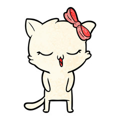 cartoon cat with bow on head