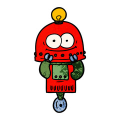 happy carton robot with light bulb