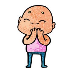 happy cartoon bald man