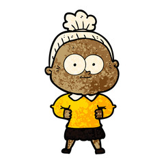 Obraz premium cartoon happy old woman