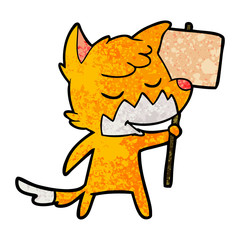 fox cartoon character with protest sign