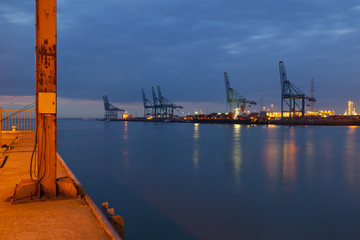 Fototapeta na wymiar Container Harbor At Night