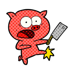 cartoon pig shouting and kicking