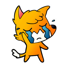 sad little fox cartoon character