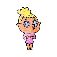 cartoon woman wearing glasses