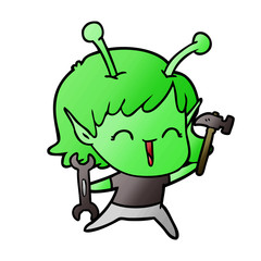 cartoon alien mechanic girl