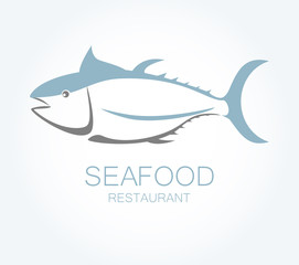 Fish tuna logo icon vector. Seafood restaurant symbol illustration.