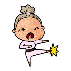 cartoon angry old woman