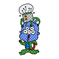happy cartoon alien running